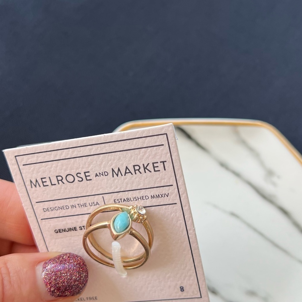 Melrose and Market NEW Gold Rings Size 8 Genuine Stone Nickel Free - Picture 5 of 5